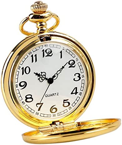 WIOR Classic Smooth Vintage Pocket Watch Silver Steel Mens Watch with 14 in Chain for Graduation Xmas Fathers Day