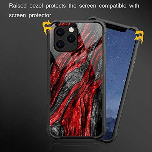 CARLOCA iPhone 11 Case,Black Red Wood Grain iPhone 11 Cases for Men Boys,Graphic Design Shockproof Anti-Scratch Hard Back Case for Apple iPhone 11 Wood Grain