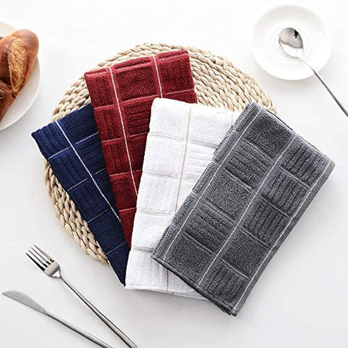 Anyi Kitchen Dish Towels Heavy Duty Absorbent Dish Cloths with Hanging Loop 100% Cotton Tea Bar Towels (16x26, Set of 3, Grey)