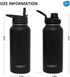 DUIERA 32oz Stainless Steel Water Bottle Vacuum Insulated Water Bottle with Straw & Leak Proof Spout Lids, BPA Free, Keep Cold or Hot - Black