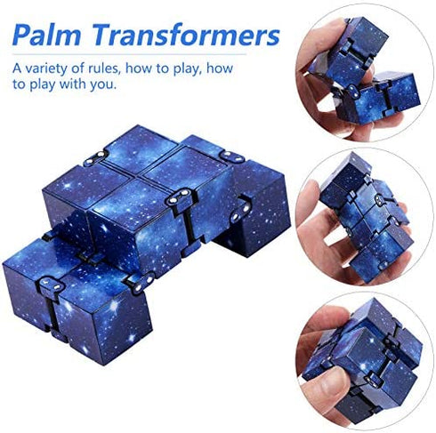CABAX Infinity Fidget Cube for Kids and Adults, Stress and Anxiety Relief Cool Hand Mini Kill Time Toys Infinite Cube for Add, ADHD (Blue Galaxy Space)