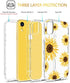 GUAGUA iPhone XR Case Sunflower Clear Floral Flowers for Girls Women 3 in 1 Hybrid Hard Plastic Soft Rubber Cover Shockproof Protective Phone Cases for iPhone XR 6.1-inch Transparent Yellow