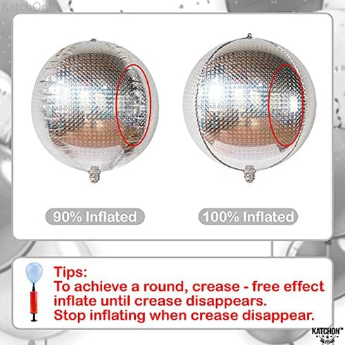 Giant, Silver Iridescent Disco Ball Balloons - 22 Inch, Silver Foil Balloon | Metallic Holographic Balloons, Disco Party Decorations | Holographic Party Decorations, Happy New Year Decorations 2023