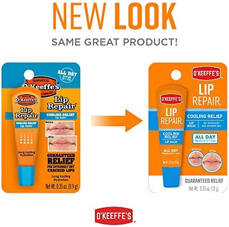 O'Keeffe's Cooling Relief Lip Repair Lip Balm for Dry, Cracked Lips, .35 Ounce Tube, (Pack of 6)