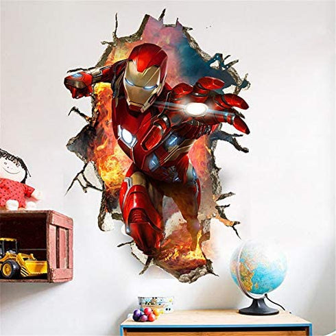 ZI XIN Superhero Wall Stickers Iron Man Wall Decals Excellent Vinyl Wall Decor for Boys Room Living Room (Size 35.4 x 23.6 inch)