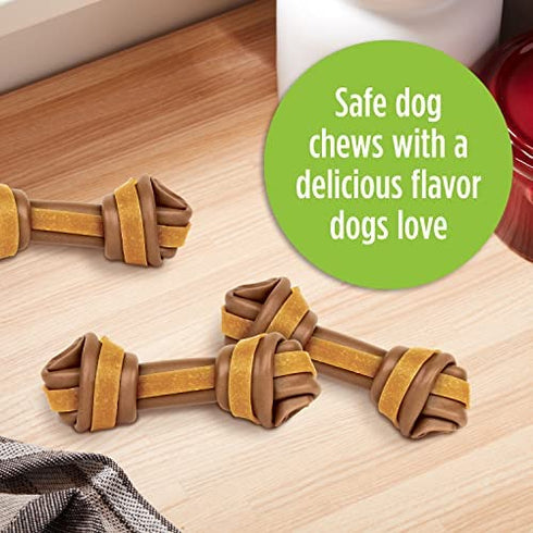 Milk-Bone Gnaw Bones Rawhide Free Dog Chew Treats, Peanut Butter & Chicken, 3 Large Knotted Bones