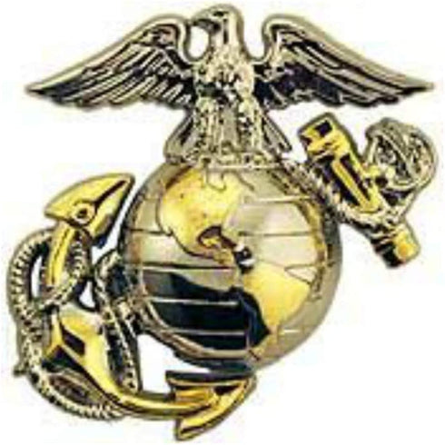 US Marine Corps Emblem, E2, Left Cap Gold Silver USMC Lapel Hat Pin