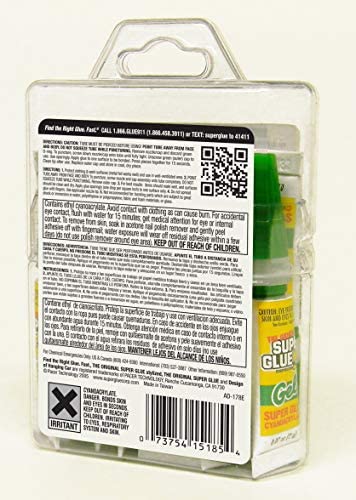 Super Glue 15185 Gel, 12-Pack, .07oz tubes