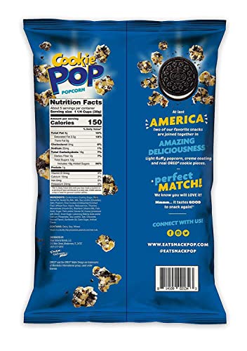 Snack Pop Cookie Popcorn,made with Cookie Pieces,5.25oz