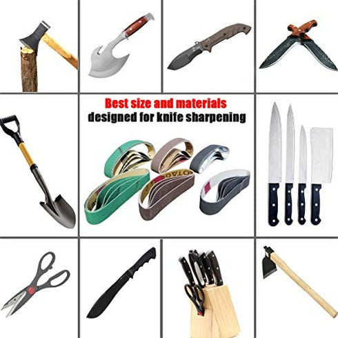 24 Pcs 3/4" x 12" Replacement Belt Kit for Work Sharp Knife & Tool Sharpener Ken Onion Edition (WSKTS-KO) - 80/120/240/400/1000/1200 Grits