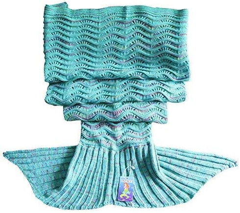 DDMY Mermaid Tail Blanket Crochet Mermaid Blankets Seasons Warm Soft Handmade Sleeping Bag Best Birthday for Kids Teens Adult 74''x35'' Mint Green