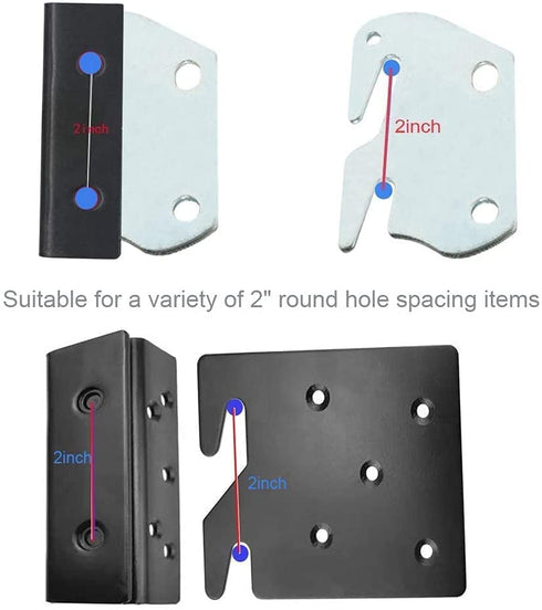 Bed Frame Bed Post Double Hook Slot Hardware Attachment Bracket for Wooden Bed-Set of 4