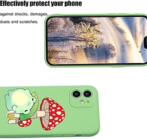 suitca Compatible with iPhone 11, Cute Frog with Mushroom Hat & Snail Phone Case, Kawaii iPhone Case with Cool Design for Girls Women Kids with Soft Slim Protective Case Cover, iphone 11 (6.1 in)