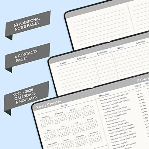 2023-2025 Pocket Planner - Monthly Pocket Planner (36-Month) with 60 Notes Pages, Jan. 2023 - Dec. 2025, 6.2" x 4", 3 Year Monthly Planner with Contacts, Holidays and Pen Holder, Back Pocket - Black