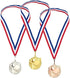 Juvale 3-Piece Award Medals Set, Table Tennis Gold, Silver, Bronze Medals for Ping Pong Games, Competitions, Party Favors, 2.3 Inches in Diameter with 32-Inch Ribbon