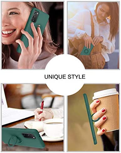 BENTOBEN Samsung Galaxy S20 FE 5G Case 2020, Slim Silicone | Kickstand with 360° Ring Holder | Support Car Mount | Soft Gel Rubber Hybrid Shockproof Bumper Anti-Scratch Non-Slip Cover, Midnight Green