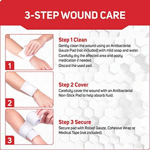 Care Science Antibacterial Non Adherent Pads, 3 in x 4 in, 8 ct | Non Stick Pads for Covering Wounds, Kills Staph & MRSA, Helps Prevent Infection