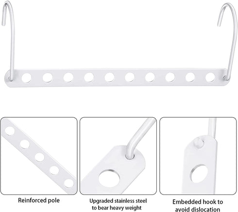 Metal Hangers Organizer Space Saving Hangers Closet Space Saving Wardrobe Clothing Hanger Organizer, Hook Design Closet Organizer Hanger (White,10 Pieces)