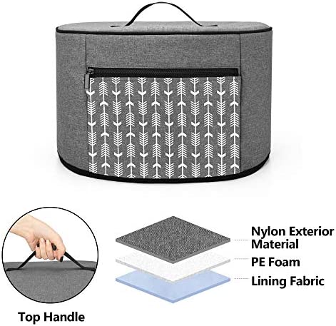 YARWO Slow Cooker Dust Cover Compatible with Crock Pot and Hamilton Beach 6-8 qt Slow Cooker, Dust Free Cover with Zipper Pocket and Wipe Clean Liner, Gray with Arrow