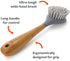 Full Circle Tenacious C Cast Iron Brush and Scraper with Bamboo Handle Skillet Scrubber with Tough Nylon Bristles, Grey, One Size, Gray