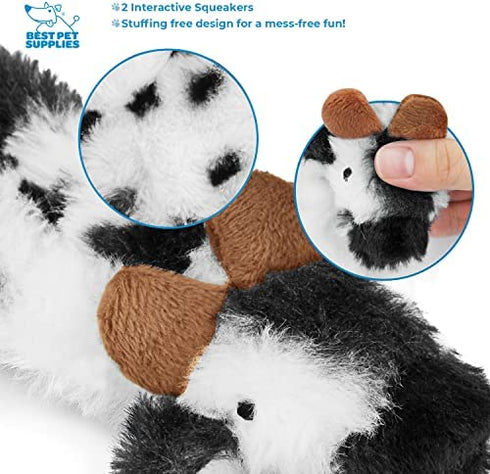 Best Pet Supplies 2-in-1 Stuffless Squeaky Dog Toys with SoftFabric for Small, Medium, and Large Pets, No Stuffing for Indoor Play, Supports Active Biting and Play - Cow, Small