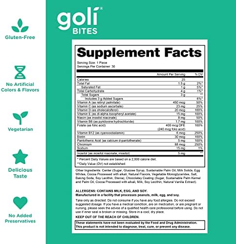Goli® Multi Vitamin Bites - 30 Count - Milk Chocolate Vanilla Cocoa Flavor 10+ Vitamins & Nutrients for Overall Health & Wellbeing, Immune Support, Nervous System Support, Bone and Muscular Health