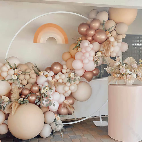 Incarnadin Macaron Orange Balloon Garland Arch kit backdrop 134pcs Rosy Metallic White Balloons Set fancy decoration for Wedding Birthday Balloons Graduation Party babyshower.
