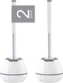 BOOMJOY Toilet Brush 2 Packs, Toilet Bowl Brush with Holder, Silicone Toilet Brush Set Cleaner, Bathroom Cleaning Kit with Tweezers - White