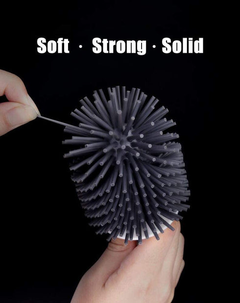 BOOMJOY Toilet Brush 2 Packs, Toilet Bowl Brush with Holder, Silicone Toilet Brush Set Cleaner, Bathroom Cleaning Kit with Tweezers - White