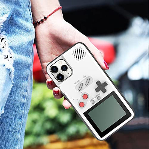 JILLICK Playable Gameboy Case for iPhone 6/6S/7/8/2020 SE, Shockproof Gameboy Cover Case with 36 Classic Games, Handheld Color Screen Video Game Console Case for iPhone, White
