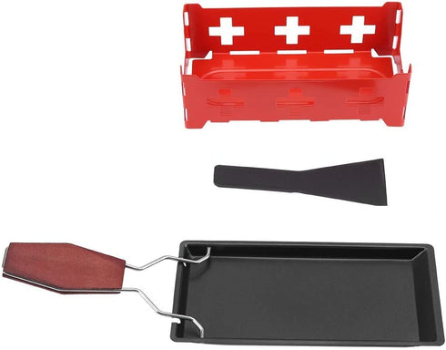Cheese Raclette with Foldable Wood Handle, Mini Tea Light Raclette Set Candlelight Raclette Cheese Raclette Melter for Grill