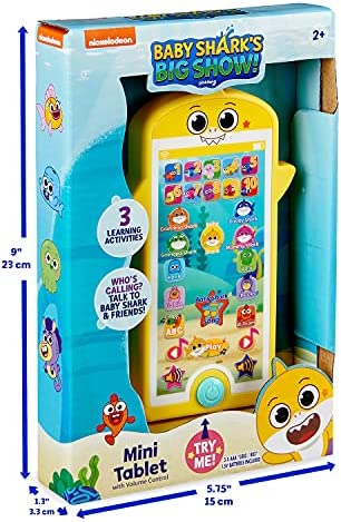 WowWee Baby Shark's Big Show! Mini Tablet for Kids – 123 and ABC Learning Toys for Toddlers – Kids Tablets (Handheld)