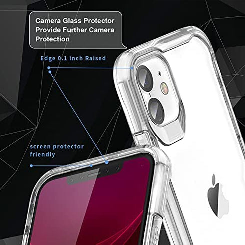 Designed for iPhone 11 Case,ORETech Designed for iPhone 11 Case with 2 x Screen Protector Tempered Glass&1 x Camera Lens Protector for iPhone 11 Transparent Case Cover for iPhone 11 Case-Clear