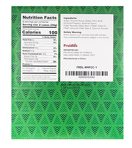 Christmas Candy Canes Suckers, Multicolored Rainbow Fruity Flavor, Individually Wrapped (12-Pack)