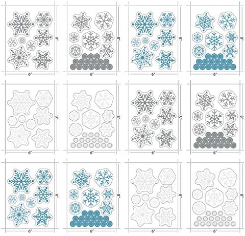 Paper Riot Co. Peel-and-Stick Assorted Snowflake Frozen Theme Holiday Vinyl Wall Decal Set, 186 Count
