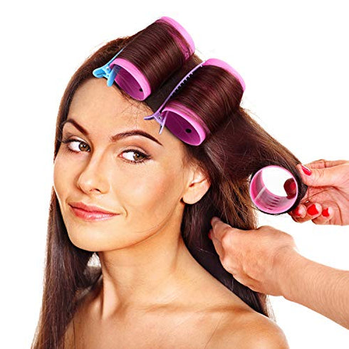 72 Pieces Magnetic Rollers Set 54 Pieces Plastic Hair Rollers and 18 Pieces Multicolor Plastic Duck Teeth Bows Hair Clips Hairdressing Curlers Tools for Men, Kids, Women