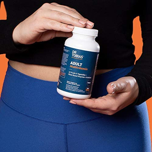 Dr. Tobias Adult Multivitamin Supplement, with 42 Fruits & Vegetables, Added Probiotics, Vegan, Non-GMO daily vitamin for women & men, Supports Energy, Metabolism & Immune System- 90 Capsules, 3 Daily