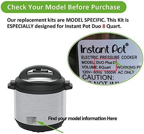 Steam Release Handle, Float Valve Compatible with Instant Pot Duo/Duo Plus 8 Qt - Also Including Replacements Parts of Float Valve Gaskets and Anti-Block Shield