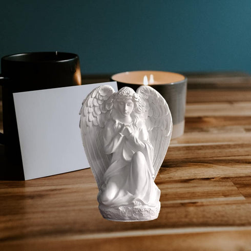 wsmart Guardian Angel Statue Shelf Living Room Bedroom Decor Figurines Gifts for Women (White Resin)