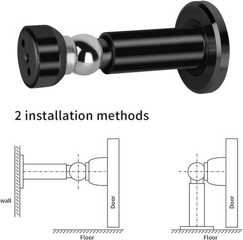 Hommyzone Adjustable Height Magnetic Door Stopper,Magnetic Door Stop, 304 Stainless Steel Door Holder with Wall&Floor Mounted€¦?Black)
