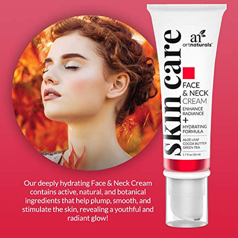 artnaturals Face & Neck Firming Cream - Anti Aging Moisturizer for Neck & Décolleté - For Tightening & Lifting Sagging Skin - Antiwrinkle, Reduces Fine Lines w/ Vitamin C & Hylauronic Acid - 1.7 Fl