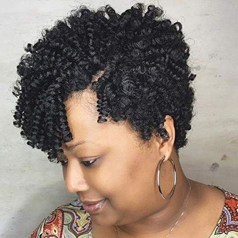 MIMAN 3Packs 10 Inch Short Crochet Hair Braiding 8MM Bouncy Carrie Curls Crochet Hair for Women Synthetic Braiding Hair (Natural black #1B)