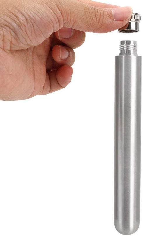 MOTZU 2 oz Hip Stainless Steel Flask & Funnel Set, Mini Portable Tubed Pocket Wine Whiskey Flask, Easy Pour Funnel is Included