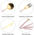 4 Pieces Stainless Steel Tableware Set Flatware Cutlery Set Including Steak Fork Spoons Knife Dinnerware Anti-Rust Utensil Set(Pink + Golden)
