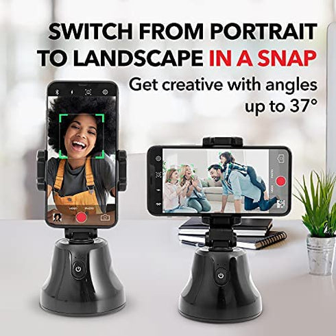 Snapshot Auto Tracking Phone Holder - Auto Face Tracking Tripod for iPhone and Android | 360-Degree Face Tracking Phone Holder | Motion Sensing Phone Stand for Live Streaming, Vlogging, and More