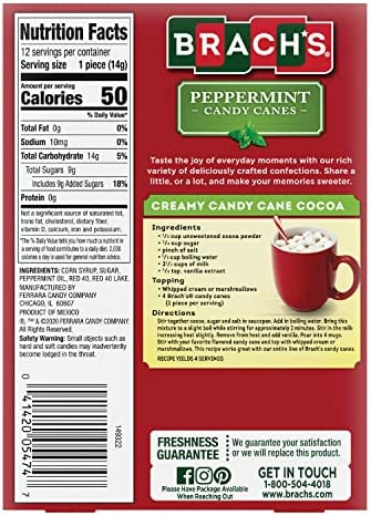 Brach's Bobs Red & White Mint Canes, Christmas Candy, Stocking Stuffers for Kids, Holiday Classic, 5.3 Oz, 12 Count (Pack of 1)