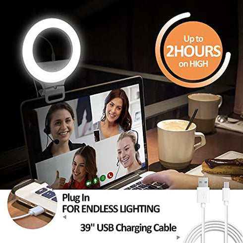 Video Conference Lighting Touch Control Ring Light for Computer Clip On Laptop Monitor for Webcam Lighting/Zoom Lighting/Live Streaming