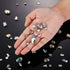 320 Pieces Sew on Rhinestone Sew Crystals Acrylic Gems Sewing Claw Rhinestone Flatback Gemstones with Hole Silver Prong in Mix Shape Mixed Size for DIY Crafts Clothes Shoes Bag Decoration (Crystal AB)