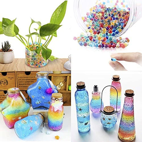 ELONGDI Water Beads Pack Rainbow Mix 50,000 Beads Growing Balls, Jelly Water Gel Beads for Spa Refill, Kids Sensory Toys , Vases, Plant, Wedding and Home Decor