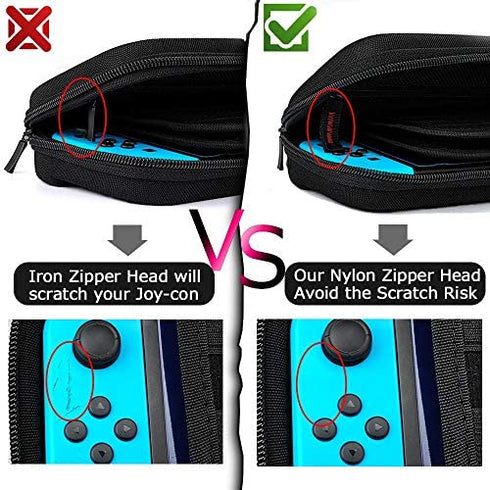 Daydayup Switch Case and Tempered Glass Screen Protector Compatible with Nintendo Switch - Deluxe Hard Shell Travel Carrying Case, Pouch Case for Nintendo Switch Console & Accessories, Streak Red